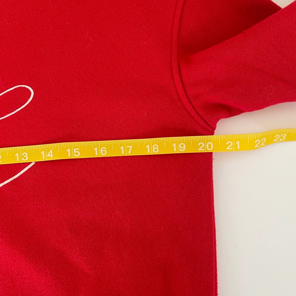 Cat & Jack‎ Red Heart Eye Smiley Face Sweatshirt XL 14 Varsity Stripe Pullover - Picture 6 of 7